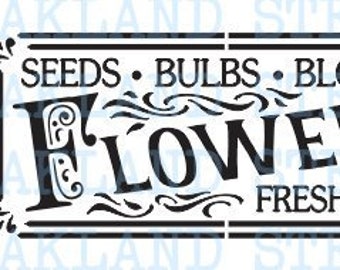 Flowers STENCIL for Painting Wood Signs Walls Summertime Canvas Fabric Pillows Seeds Bulbs Blooms Farm Vintage Labels