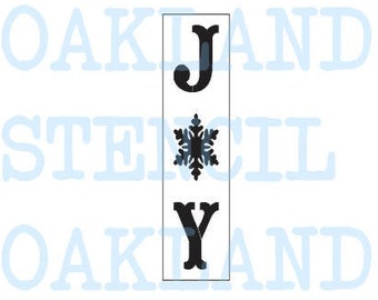 JOY STENCIL Vertical for Painting Wood Signs Large Tall Porch Walls Pillows Canvas Fabric Snowflake