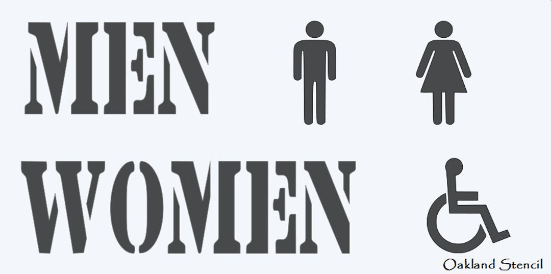 Bathroom Restroom STENCIL Set**men Women Handicap Men/women Symbol 4 ...