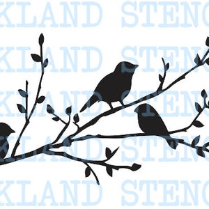 Birds STENCIL on a branch Four sizes 8"x12"--24"x36" for Painting Signs Wood Walls Fabric Canvas Airbrush Crafts Wall Decor Scrapbook