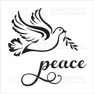 Christmas/Holiday STENCIL**peace**Dove with Olive Branch** 12"x12" for Painting Signs Fabric Pillows Canvas Pallets Airbrush Crafts Wall Art