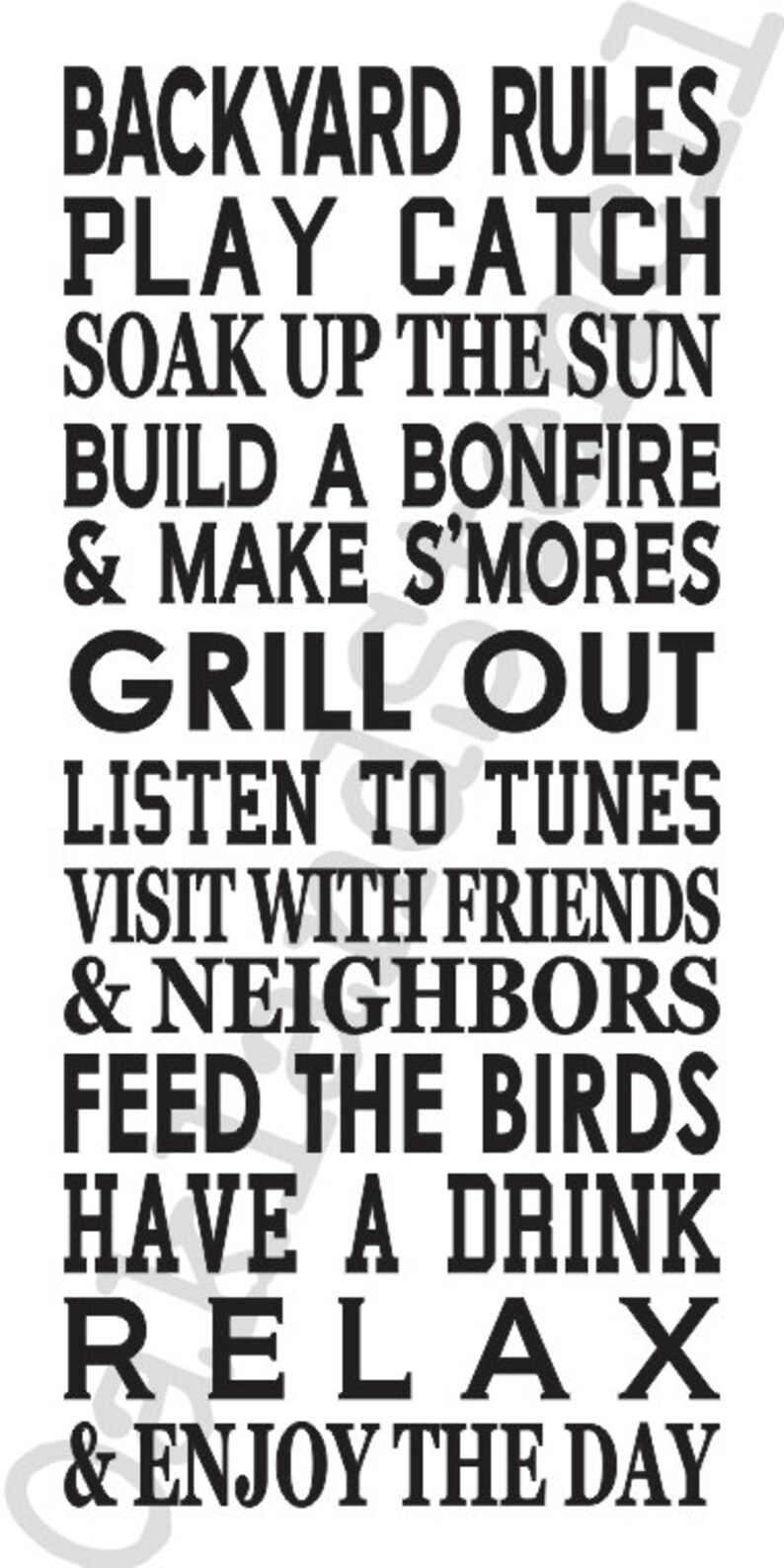 Backyard Rules STENCIL Large 12x24 for Painting Etsy