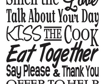 Kitchen STENCIL **Kitchen Rules** Large 12"x24" for Painting Signs, Family Rules, Airbrush, Crafts, Wall Art and Primitive Decor