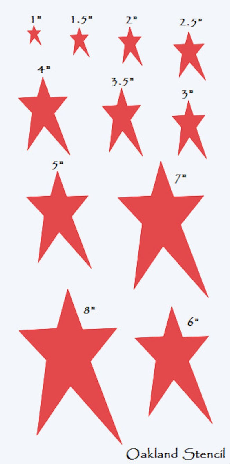 Primitive Star STENCIL with 11 total Sizes 18 for Painting Signs, Scrapbook, Airbrush, Crafts, Wall Decor image 1