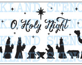 Nativity STENCIL for Painting Christmas Wood Signs O Holy Night Walls Pillows Canvas Fabric Airbrush Holiday Crafts