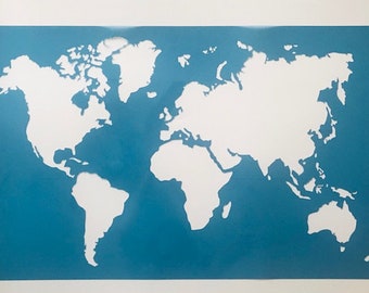 World Map Stencil Etsy