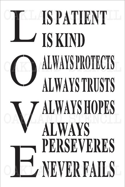 Love STENCILLove is Patient Love is kind12x18 | Etsy