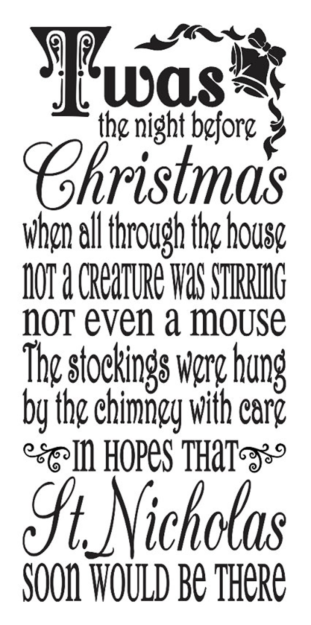 Primitive Christmas/holiday STENCIL **'twas the Night Before Christmas ...