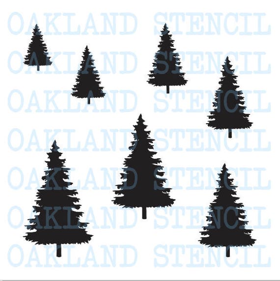 Download Free Christmas Pine Tree 1 Stencil 7 On One Sheet Etsy SVG Cut Files
