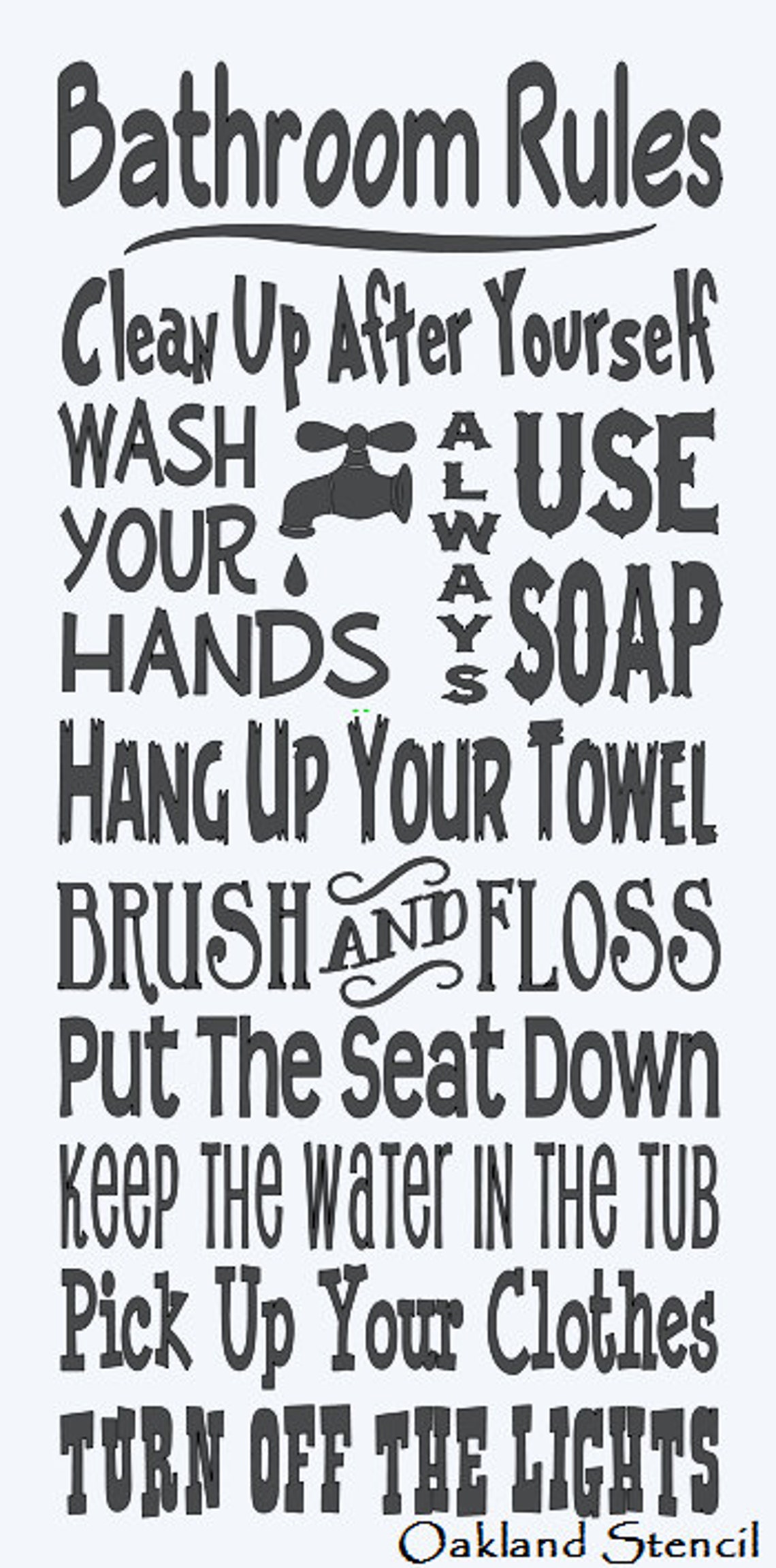 Bathroom Rules STENCIL for Painting Wood Signs Walls Fabric - Etsy