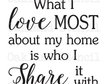 Home/Family STENCIL**What I love most about my home** 12" x 12" for Painting Signs Wood Fabric Canvas Airbrush Crafts Scrapbook