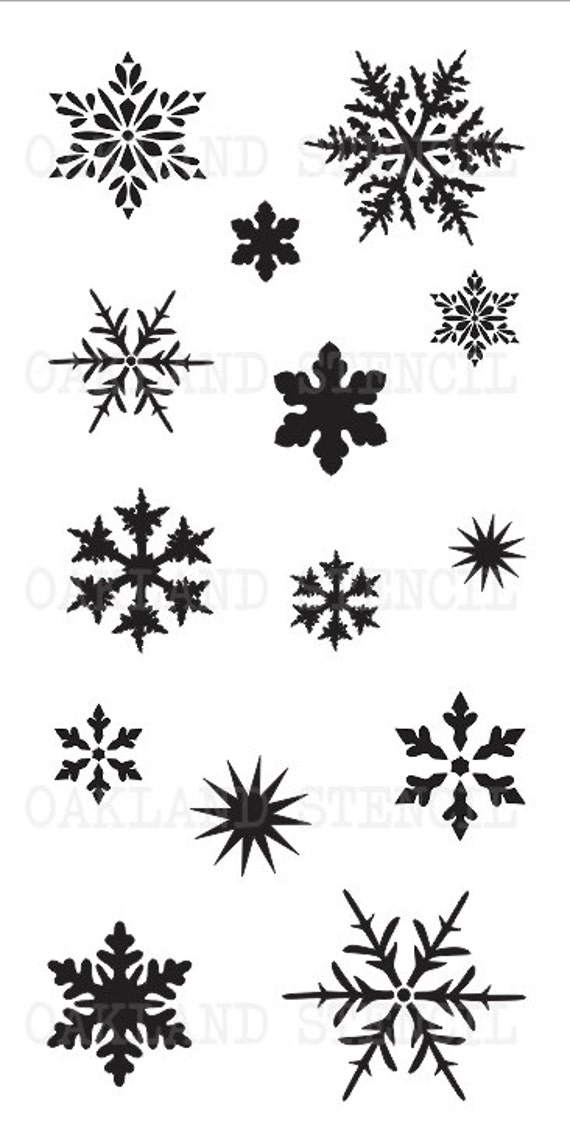 snowflake stencil 14 on a sheet 1 54 5 etsy snowflake stencils