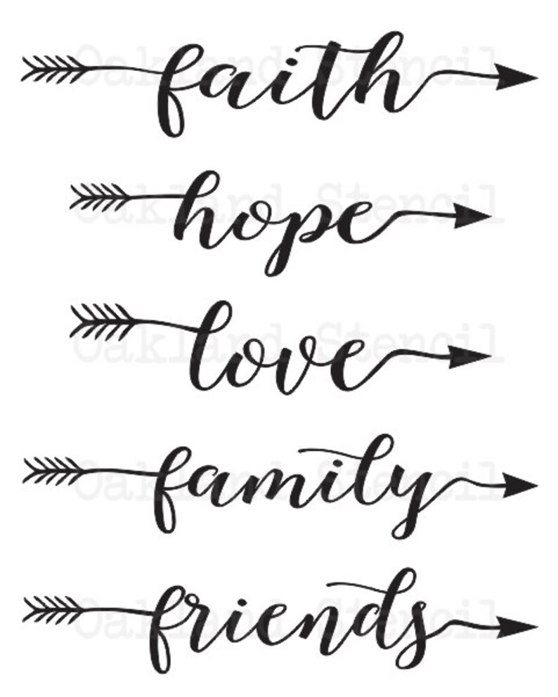 Faith Hope Love Family Friends STENCIL 6x24 One Etsy faith-hope-love-family-friends-stencil-6x24-one-etsy
