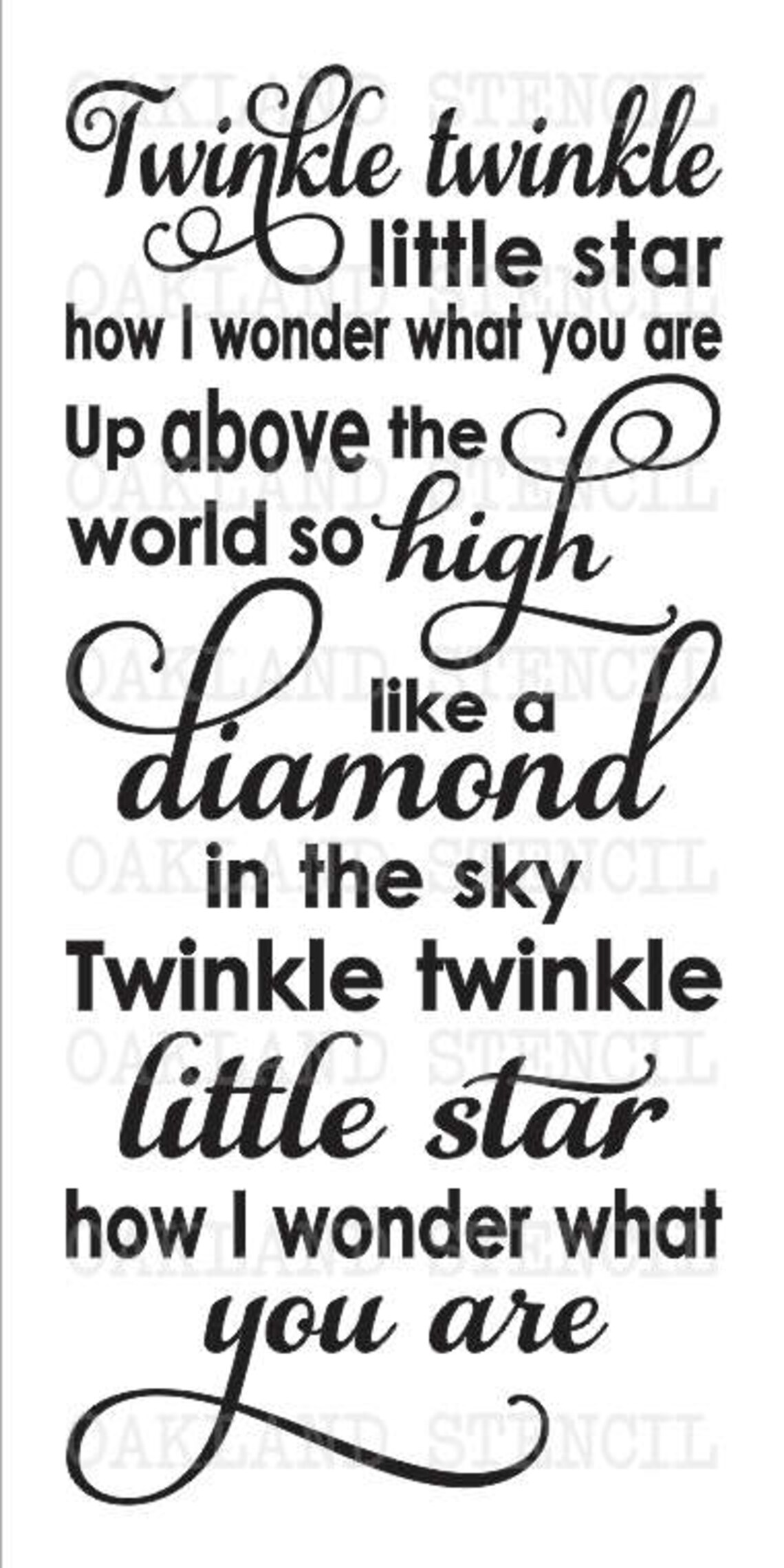 Twinkle Twinkle Little Star STENCIL 12x24 For Etsy twinkle-twinkle-little-star-stencil-12x24-for-etsy
