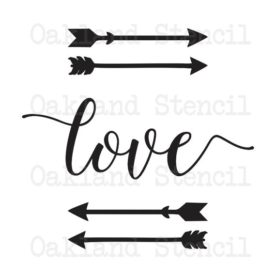 Inspirational Stencil Love With Arrows 12x12 For Etsy