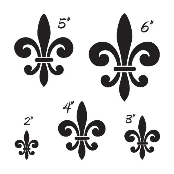 Fleur de lis STENCIL with 5 total Sizes 2", 3", 4", 5" and 6"  for Painting Signs, Scrapbook, Airbrush, Crafts, Wall Decor, Shabby, French