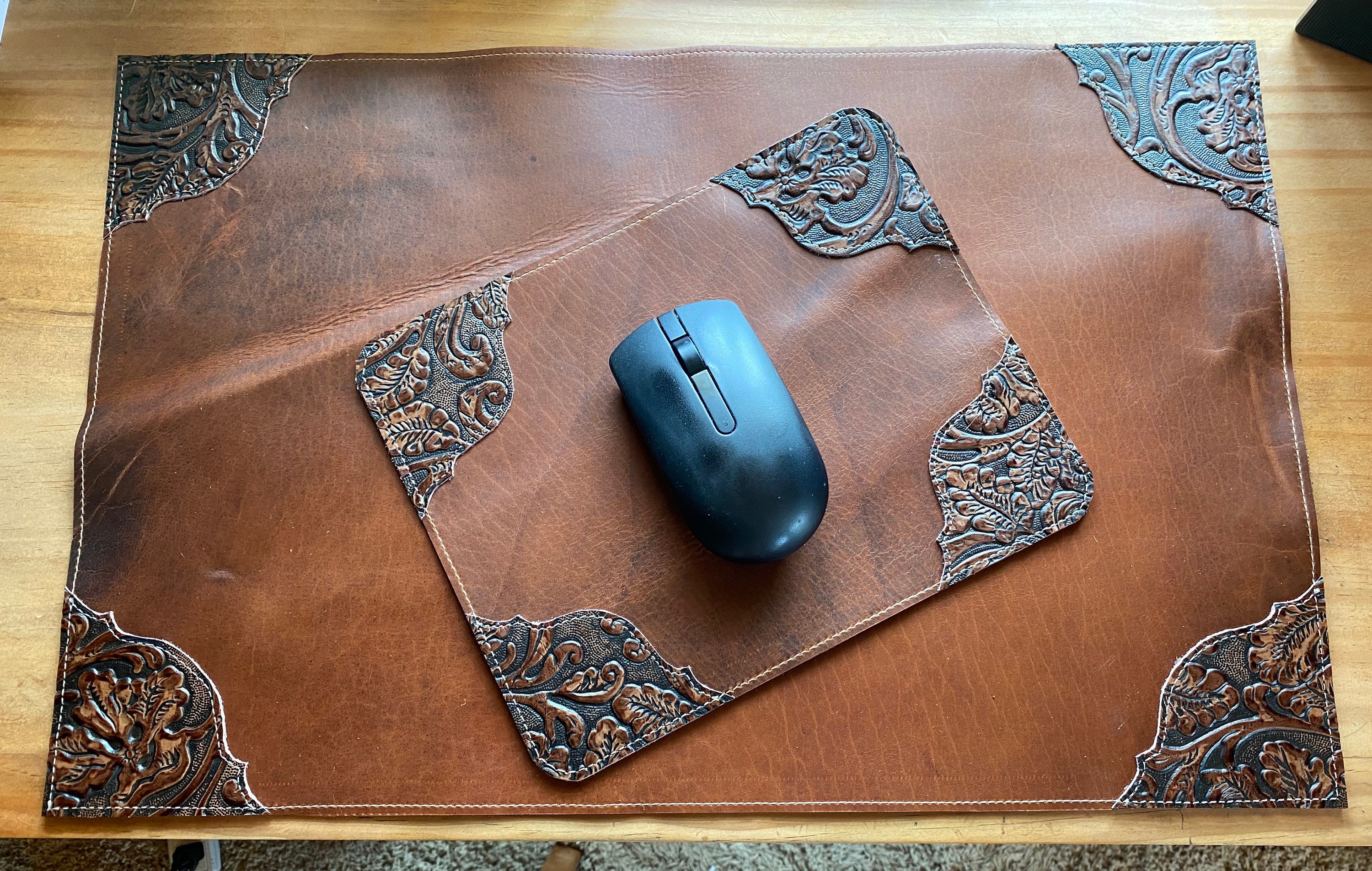 Leather Desk Mat with Mouse Pad and Coaster Set