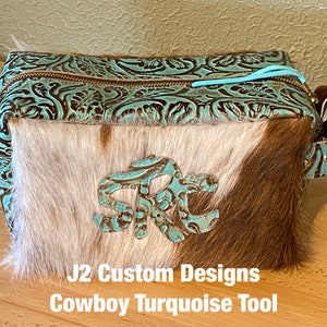 Cowhide and Leather Shaving or Makeup Bag