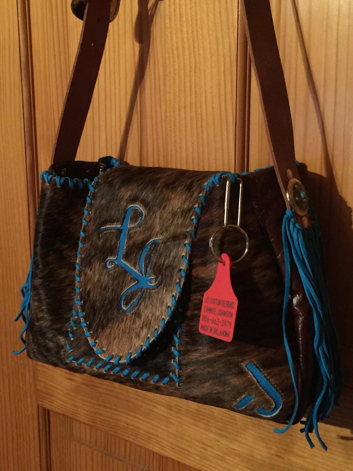 Cowhide and Leather Shoulder Bag