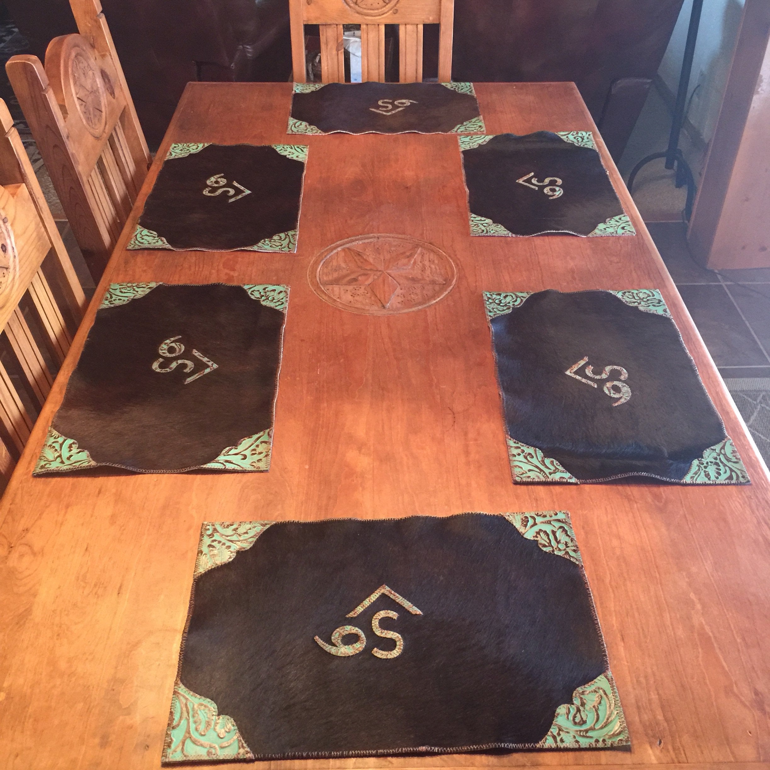 Custom Made Cowhide and Leather Place Mats