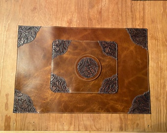 Leather Desk Mat with Mouse Pad and Coaster Set