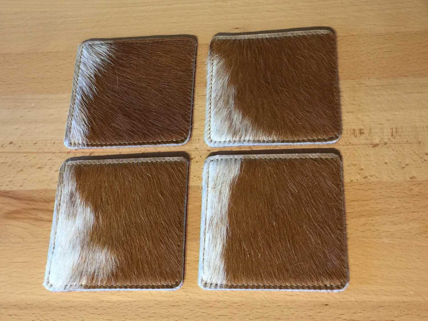 Set of Four Cowhide Coasters