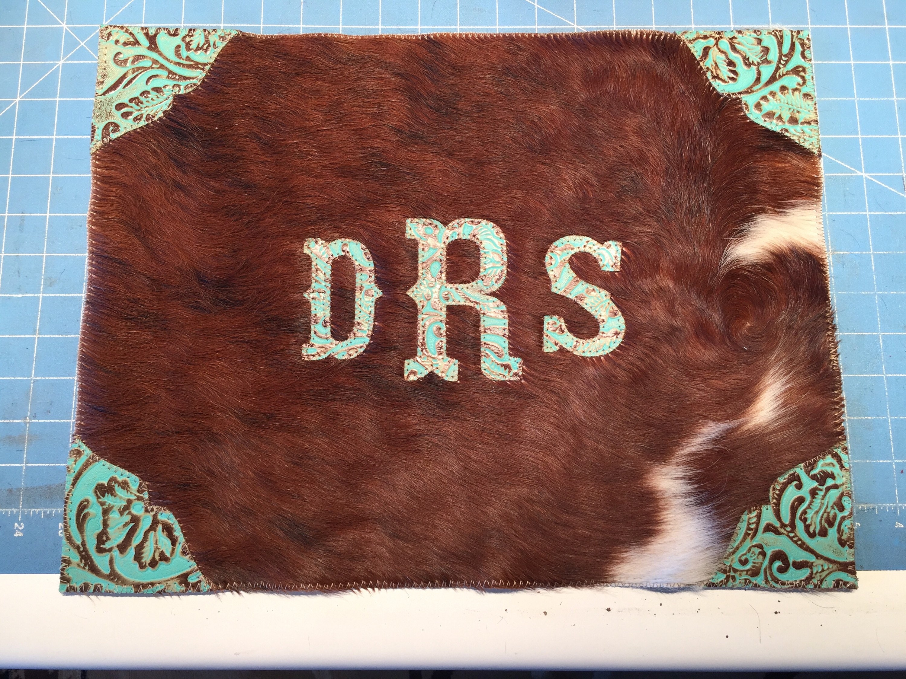Custom Made Cowhide and Leather Place Mats