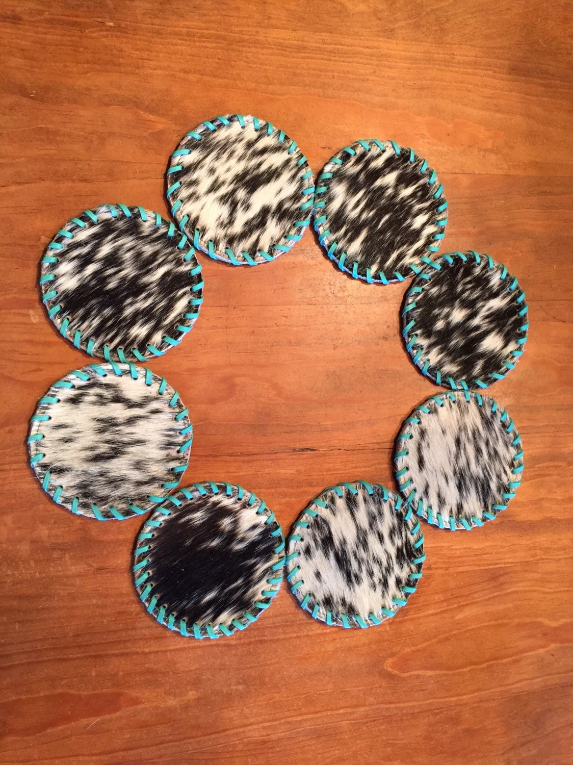 Set of Four Cowhide Coasters