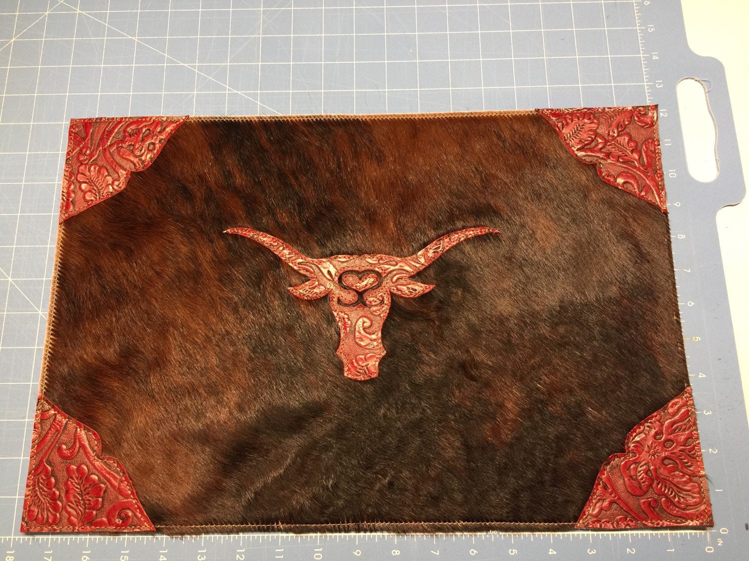 Custom Made Cowhide and Leather Place Mats