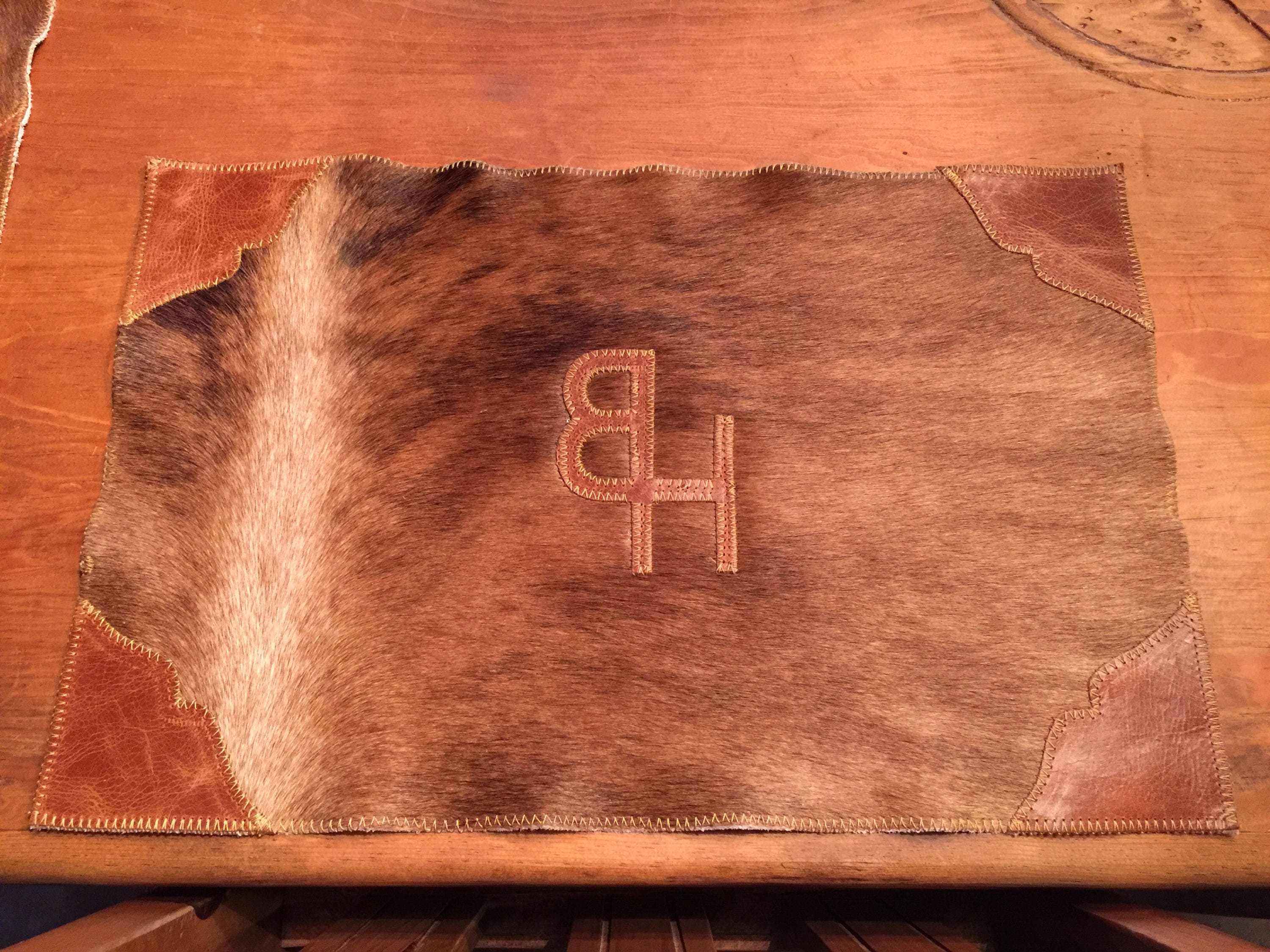 Custom Made Cowhide and Leather Place Mats