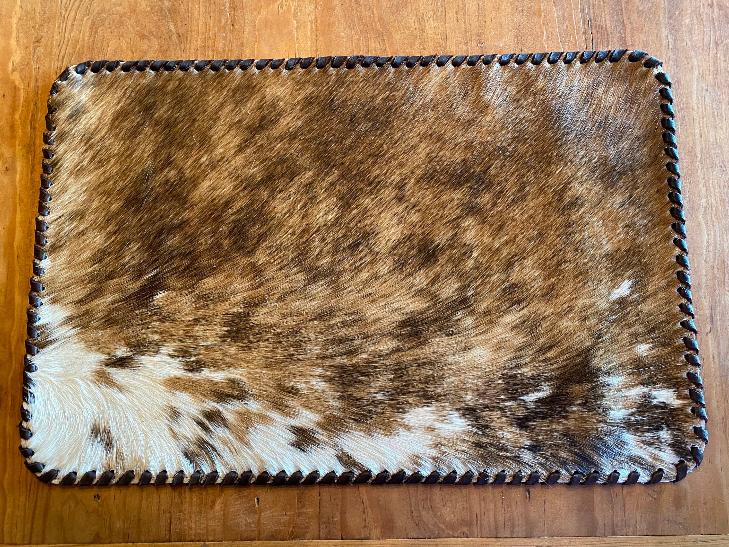 Cowhide Placemats with Leather Whip Stitching