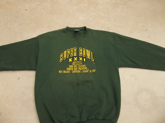 Vintage Sweatshirt Super Bowl XXXI 1990s Green Ba… - image 2