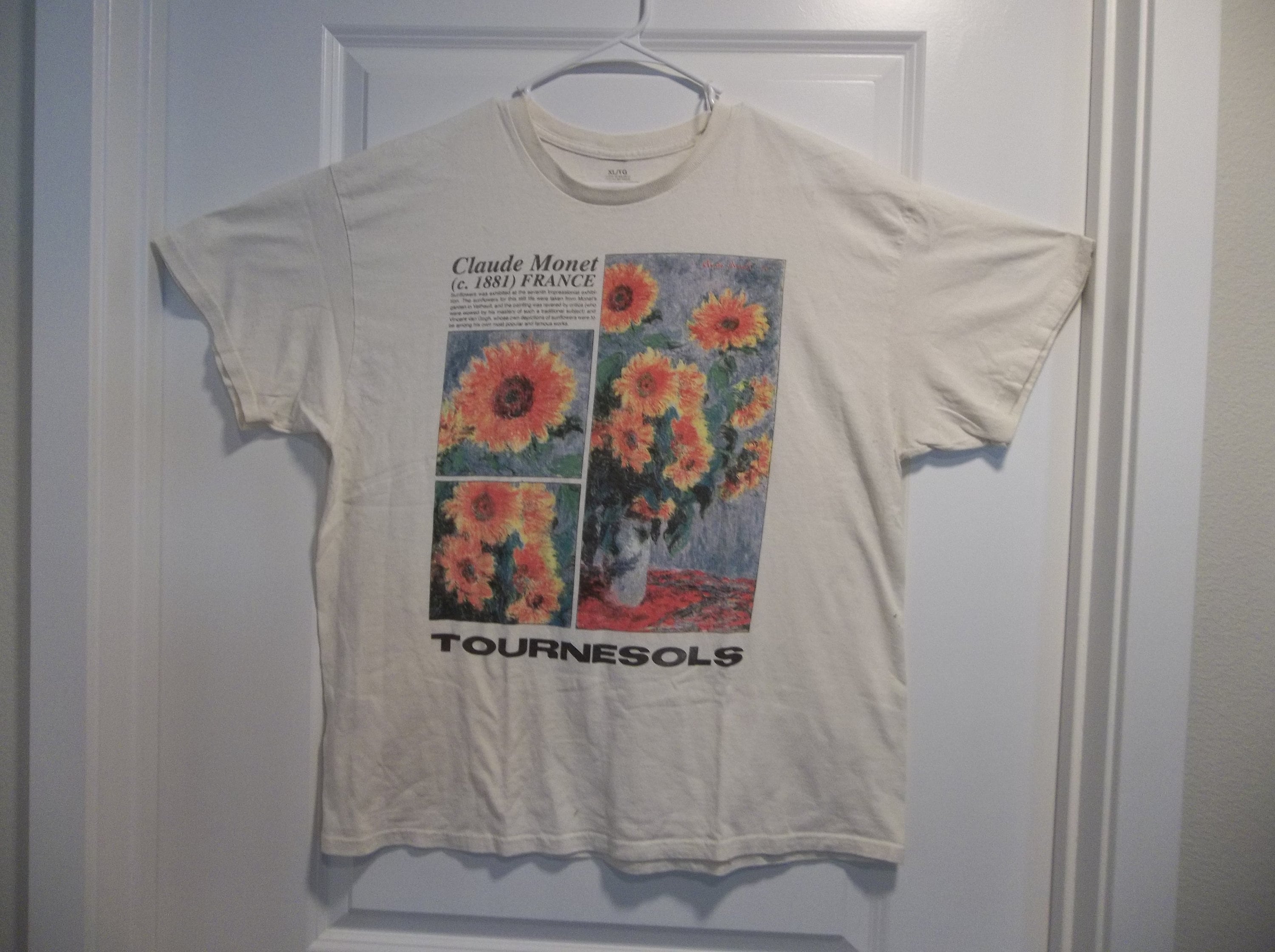 Vintage T-shirt Claude Monet Sun Flowers 2000s 1990s XL Modern Art 