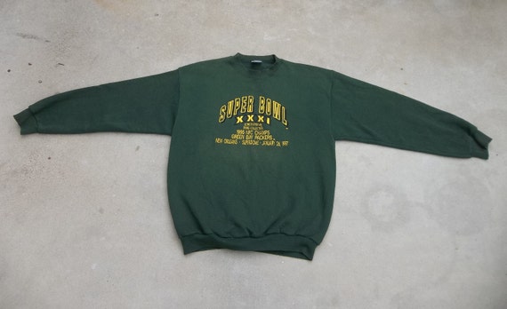 Vintage Sweatshirt Super Bowl XXXI 1990s Green Ba… - image 1