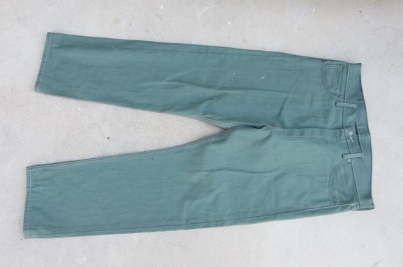 Vintage Levis Jeans Green 1990s 2000s Y2K 36 x 30… - image 3