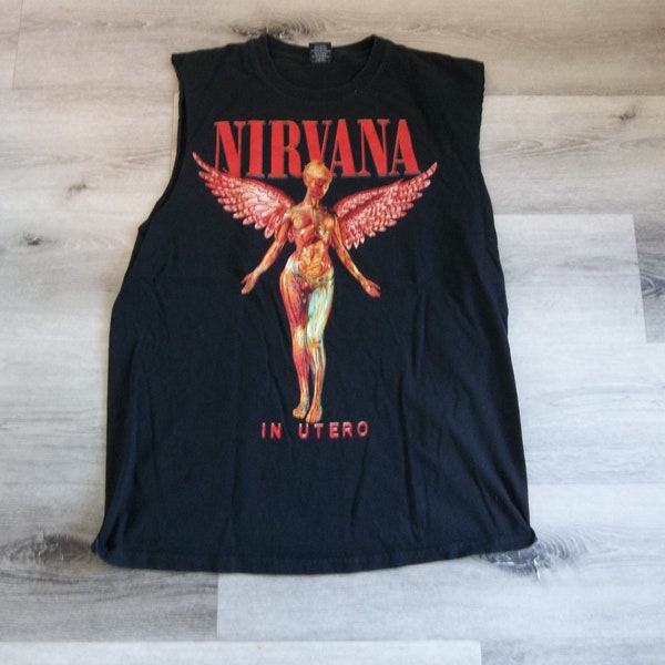 Retro T-Shirt Nirvana Rock Yeah Logo Large In Utero 2000s