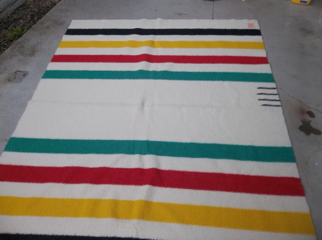 Vintage Hudson Bay Wool Blanket Four Point 1960s England Etsy