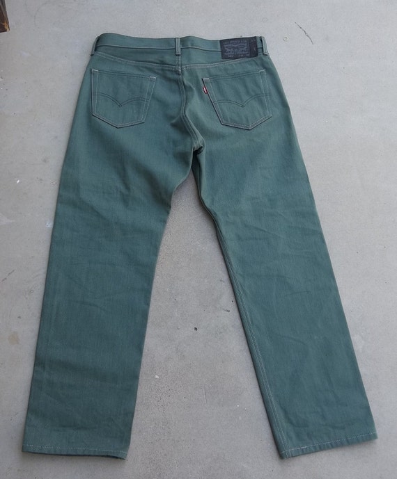 Vintage Levis Jeans Green 1990s 2000s Y2K 36 x 30… - image 5