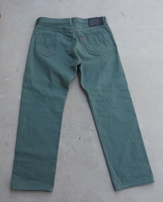 Vintage Levis Jeans Green 1990s 2000s Y2K 36 x 30… - image 6