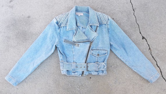 Vintage Guess Jeans Jacket 1980s 1990s Moto Zipper