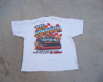 Vintage T-shirt Big Johnson Large Nascar Signed 1990s