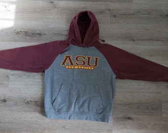 Vintage Sweatshirt 1990s ASU Arizona State University College Hipster Distressed Preppy Grunge Hoody Retro 1990s 90s Medium Two Tone