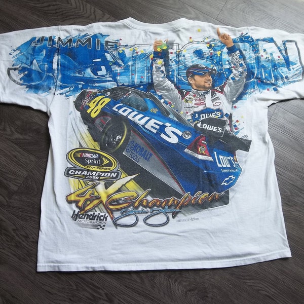 Vintage T-Shirt Jimmie Johnson Chase T-Shirt Logo 2000s Retro Tee Championship Car Racing Tee