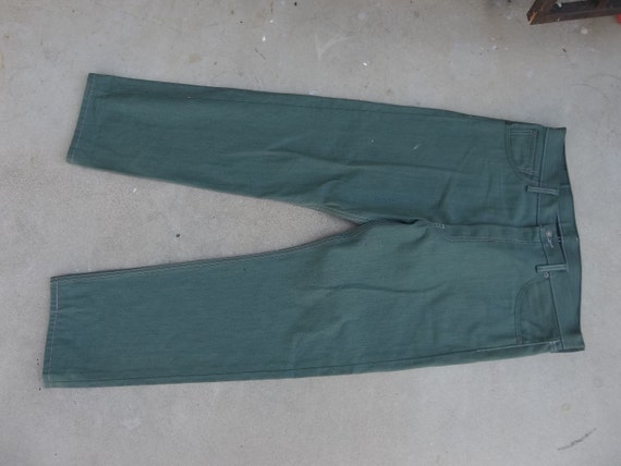 Vintage Levis Jeans Green 1990s 2000s Y2K 36 x 30… - image 2