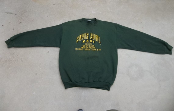 Vintage Sweatshirt Super Bowl XXXI 1990s Green Ba… - image 3