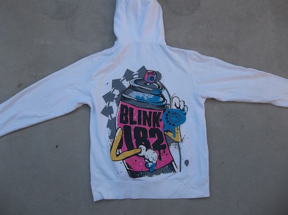 Vintage Hoodie Blink182 Concert Sweatshirt Medium Faded Zip up