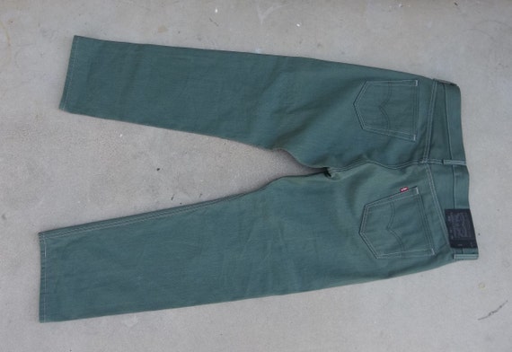 Vintage Levis Jeans Green 1990s 2000s Y2K 36 x 30… - image 7