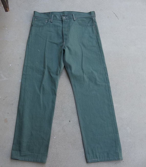 Vintage Levis Jeans Green 1990s 2000s Y2K 36 x 30… - image 1