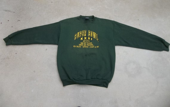 Vintage Sweatshirt Super Bowl XXXI 1990s Green Ba… - image 4