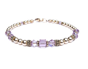 Alexandrit Armband, Juni Geburtstagsgeschenk, Birthstone Armband, Zwillinge Armband, Zwillinge Geschenke, Lila Perlen Kristall Armband Sm - Plus Size